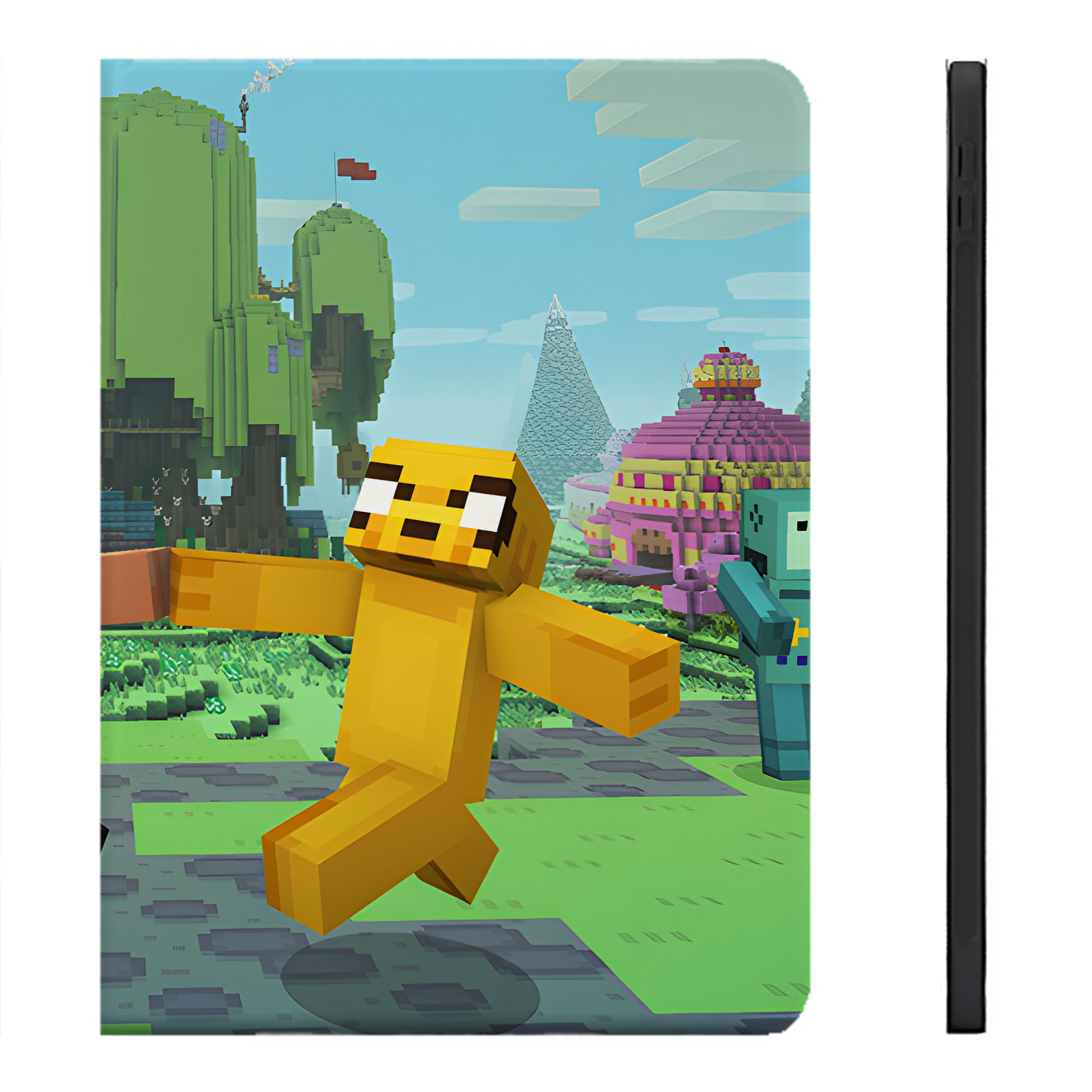 （画像用） マインクラフト ブロックの世界 Minecraft MC Block world IPadケース ペンホルダー付き ブックスタイルデザイン